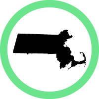 State of Massachusetts in a green circle