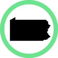 State of Pennsylvania in a green circle