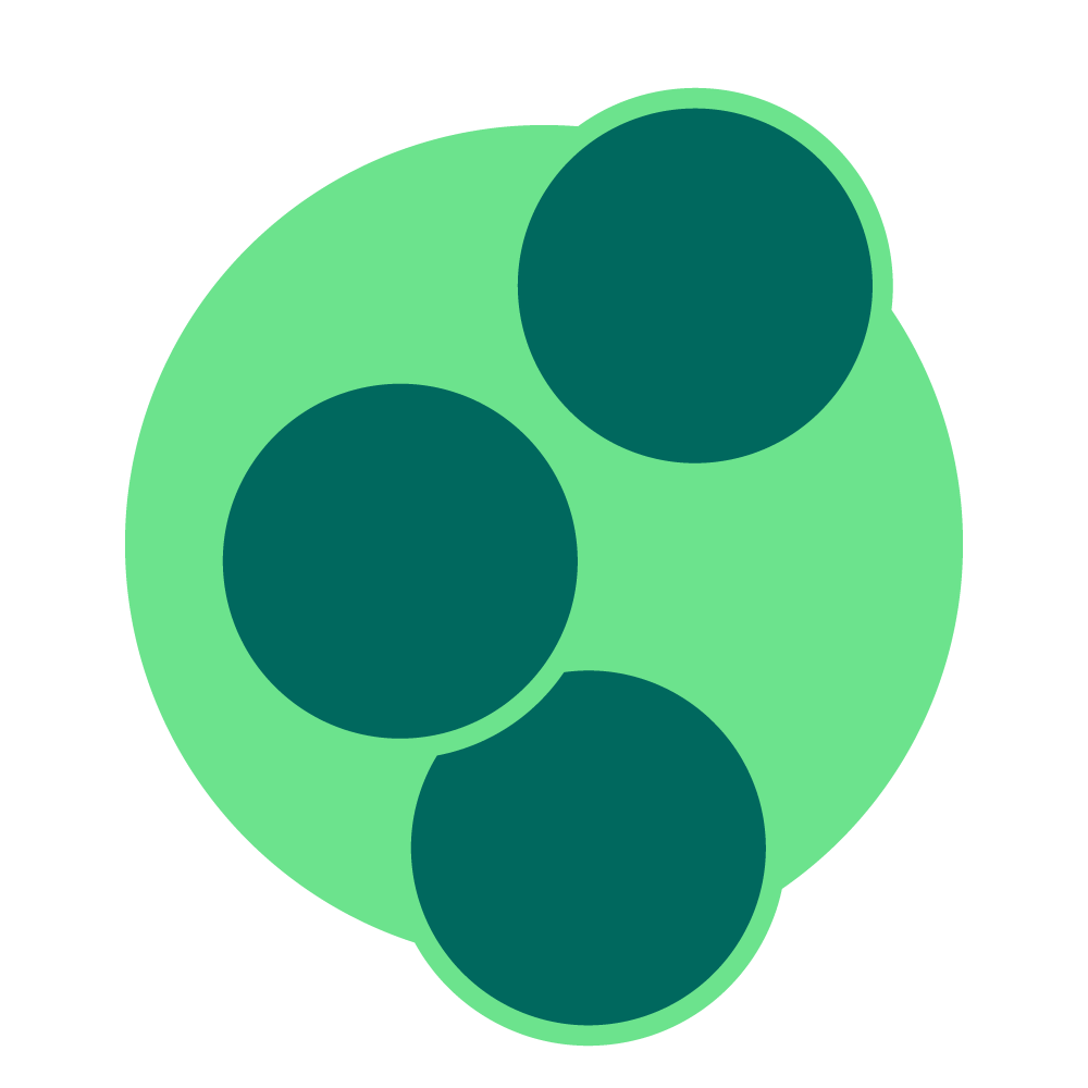 Large green circle with three smaller circles inside