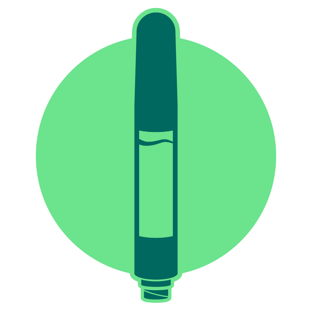 Icon of a green cannabis vape cartridge
