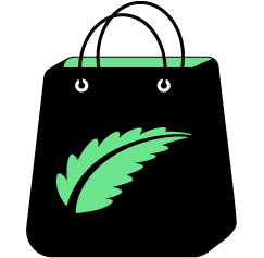 Black shopping bag with a green Verilife leaf on the front