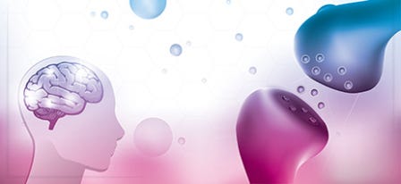 Illustraion of a head with a brain next to endocannabinoid receptors