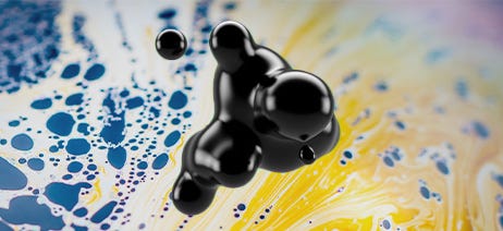 Blob of diesel fuel on a blue and white swirl background
