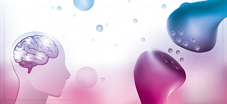 Illustraion of a head with a brain next to endocannabinoid receptors