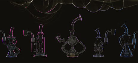 Drawings of dab rigs under a cloud of smoke