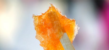 Scoop of live resin on a small brown stick