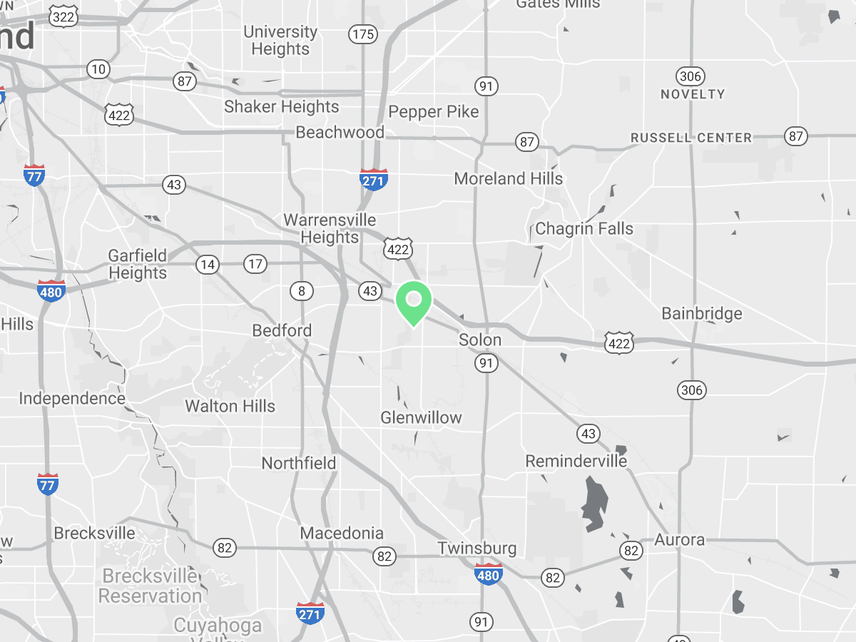 Map showing Verilife Solon, OH dispensary location