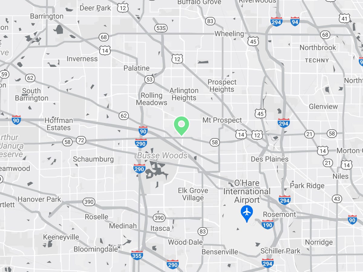 Map showing Verilife Arlington Heights, IL recreational dispensary location
