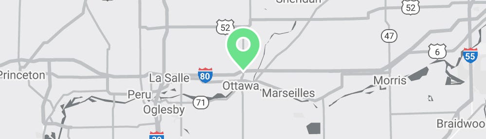 Map showing Verilife Ottawa, IL medical dispensary location