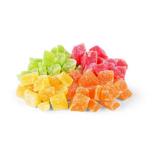 Colorful cannabis gummies stacked on top of each other