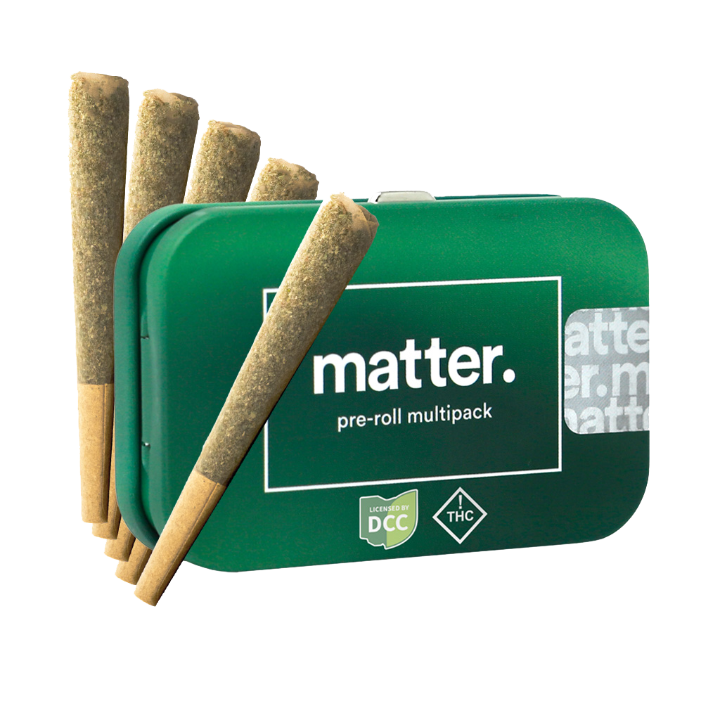matter. pre-rolls tin with pre-rolls next to it