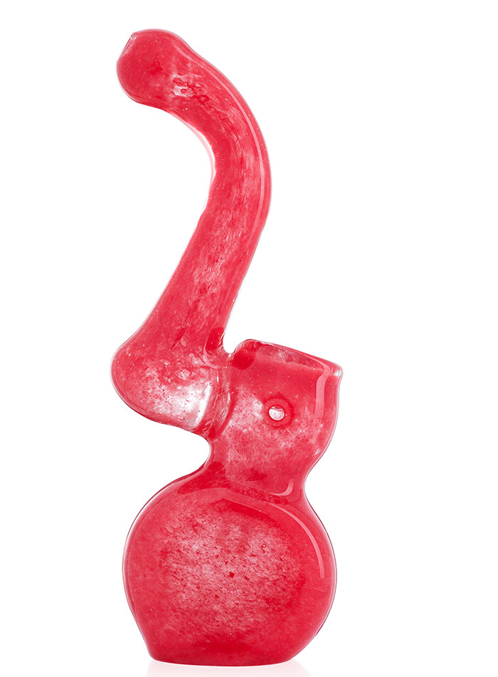 Red bubbler bong on a white background