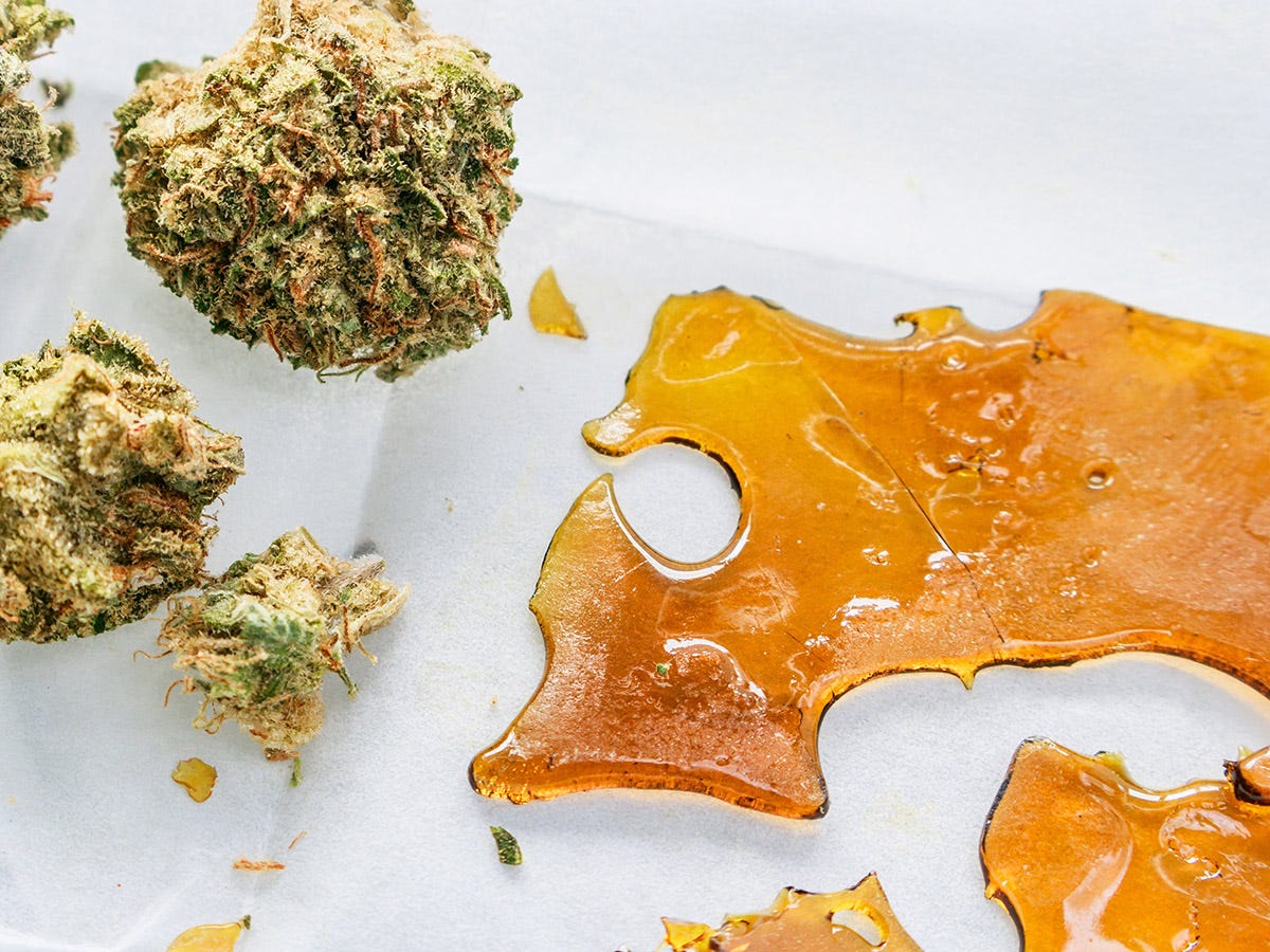 Shatter next to cannabis flower