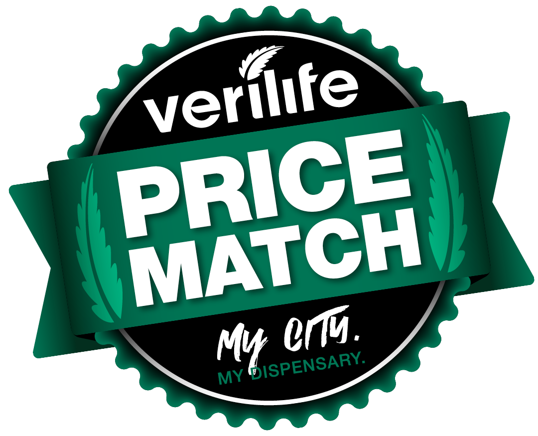 Green circle that says "price match guarantee" on the inside