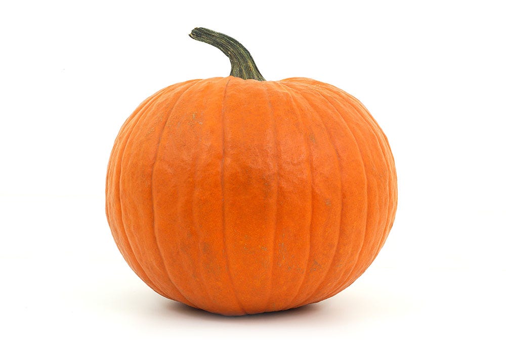 Whole pumpkin on a white background