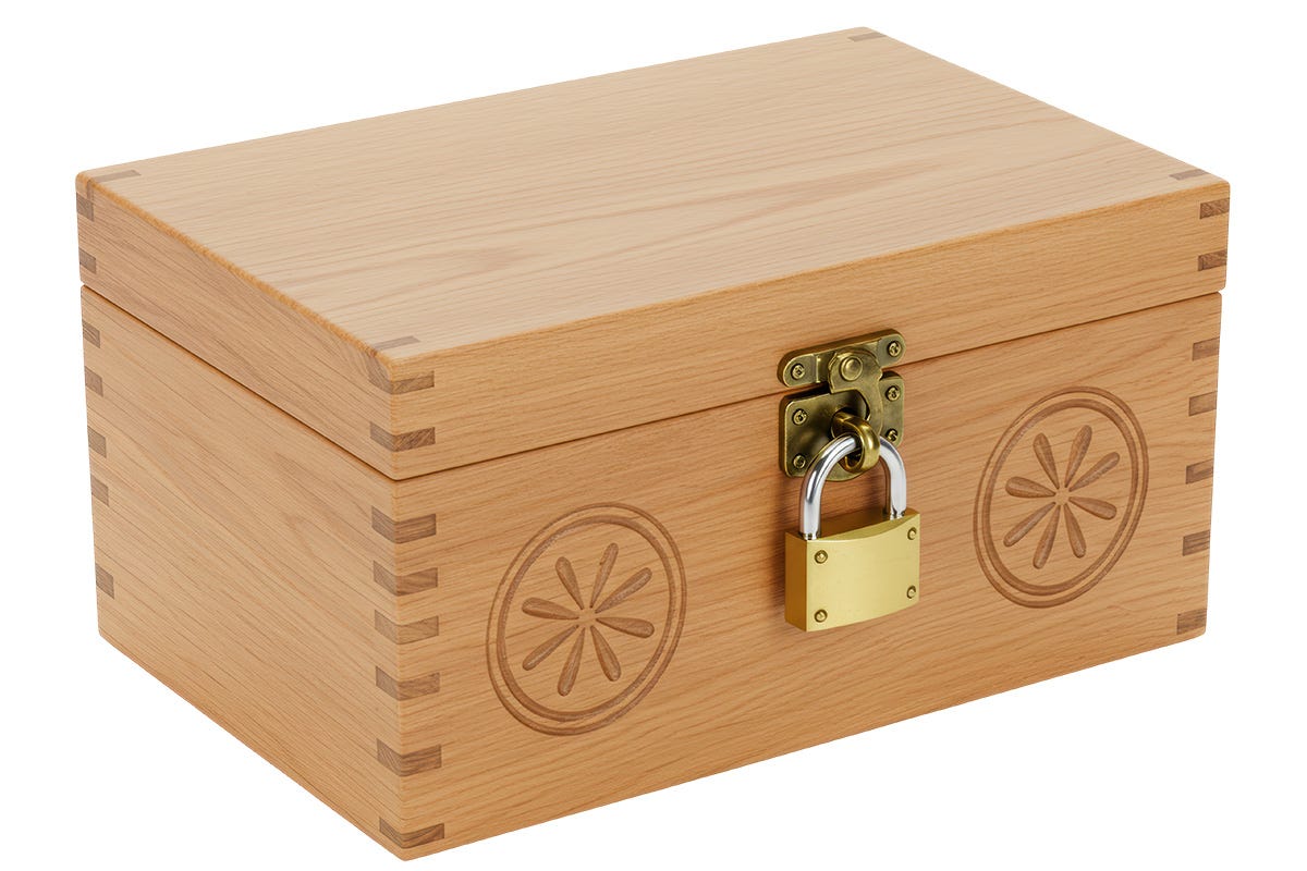Wood box with a lock on the front